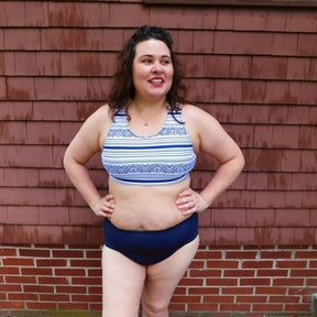 Colorblock Zip Swimsuit Mix & Match Pattern