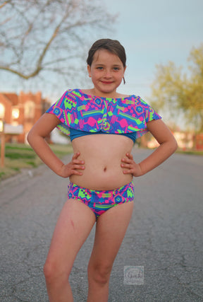 Kids Waterfall Swimsuit Mix & Match Pattern