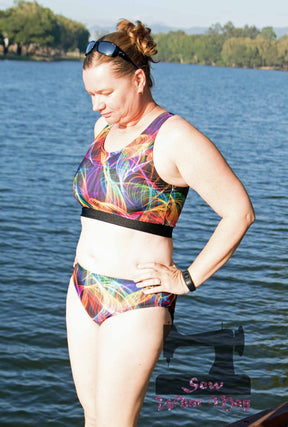 Colorblock Zip Swimsuit Mix & Match Pattern