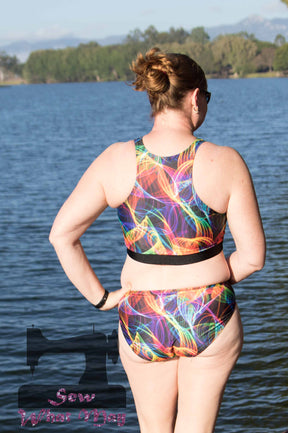 Colorblock Zip Swimsuit Mix & Match Pattern