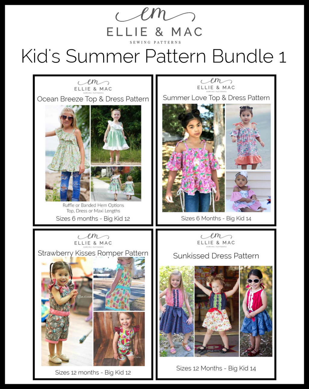 Kids Summer Sewing Pattern Bundle 1