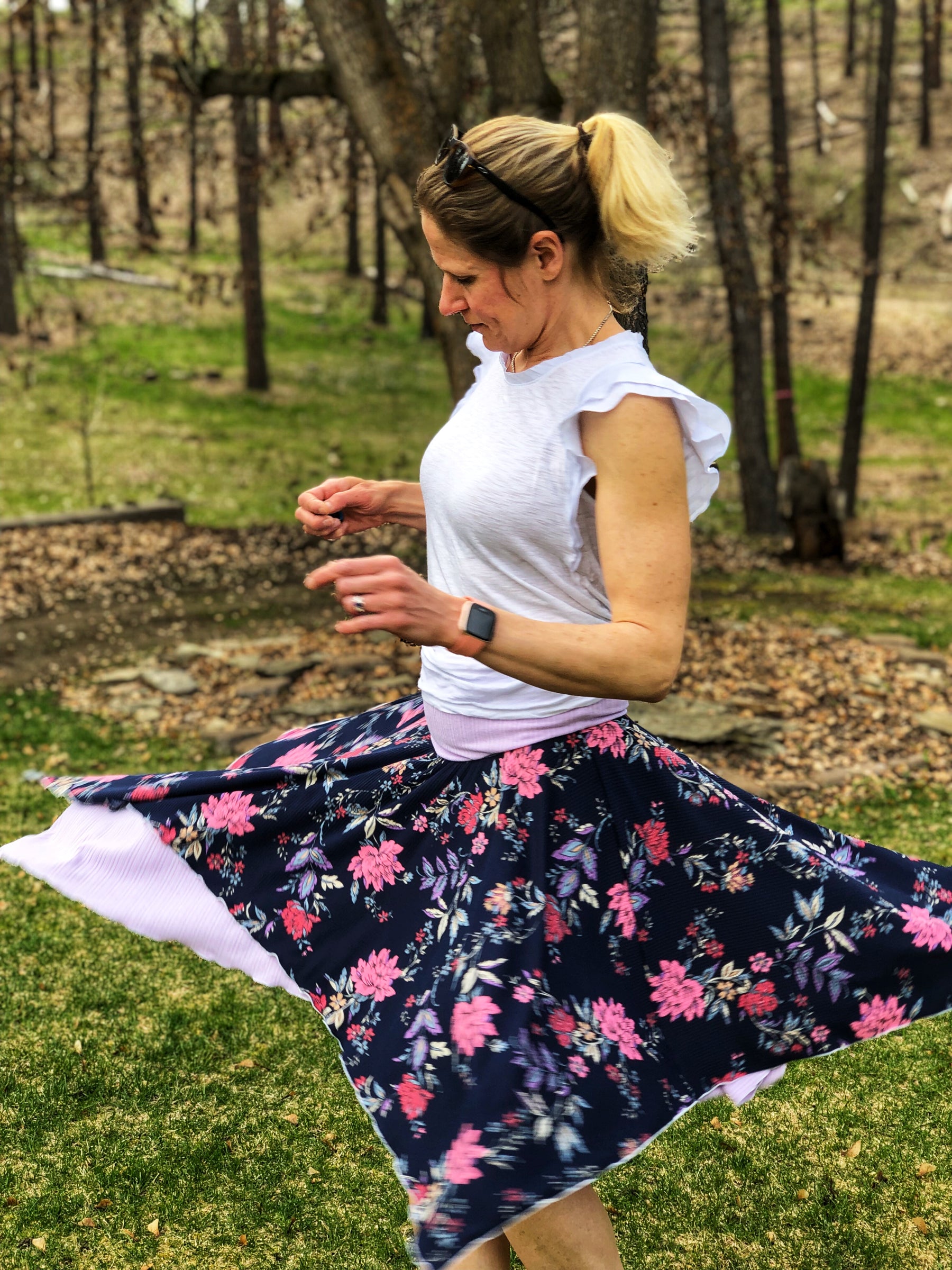 Patterned sales jersey skirt