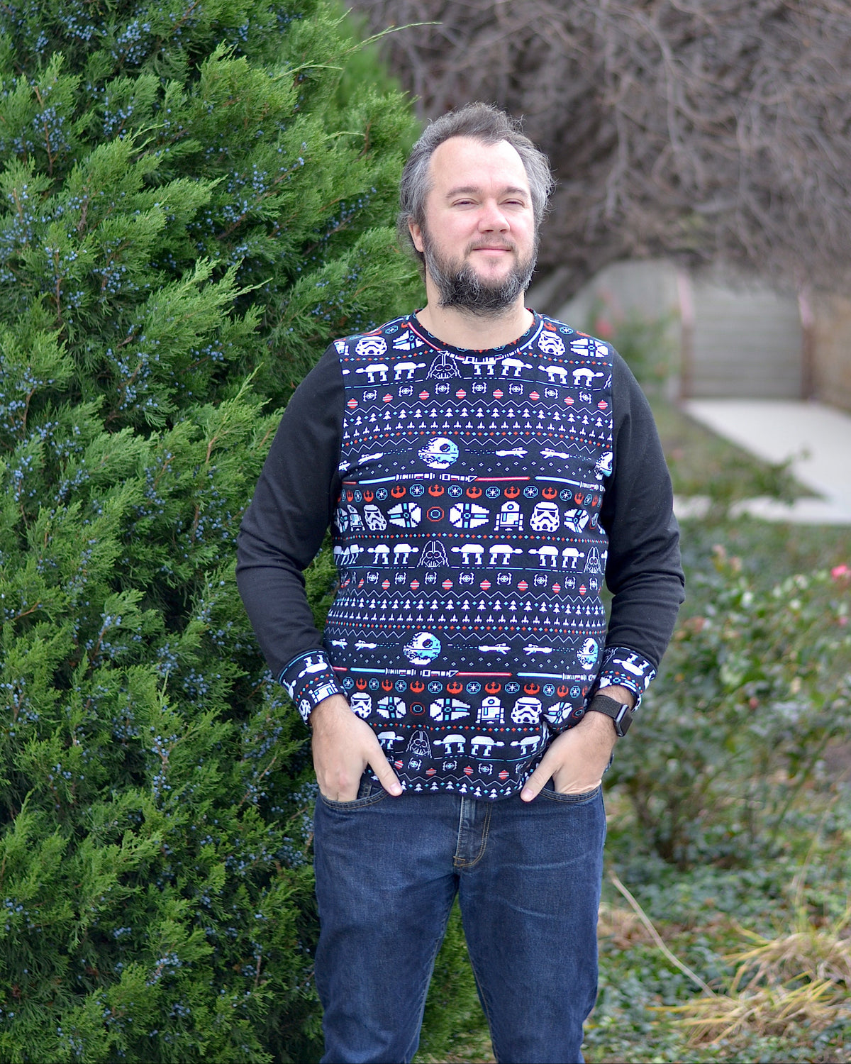 Long sleeve t-shirt sewing pattern for men with color block options