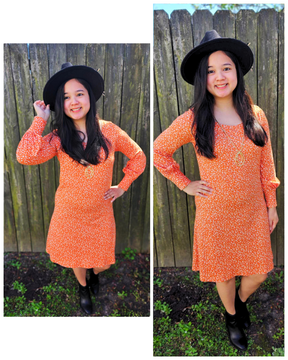 flattering Dress sewing pattern with bishop sleeves