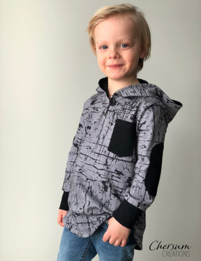 Kid's Simple Patch Sleeve Hoodie