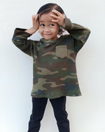 Camo oversized tee sweater on child.