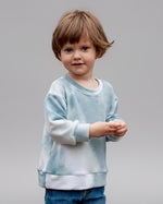 Front view long sleeve oversized sweater for kids. Easy PDF patterns for kids.