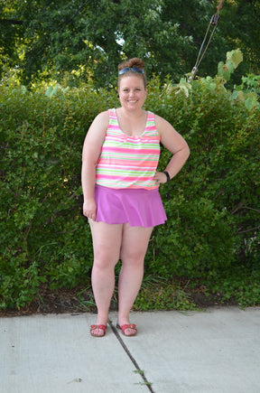 Gathered Tankini Swimsuit Mix & Match Pattern