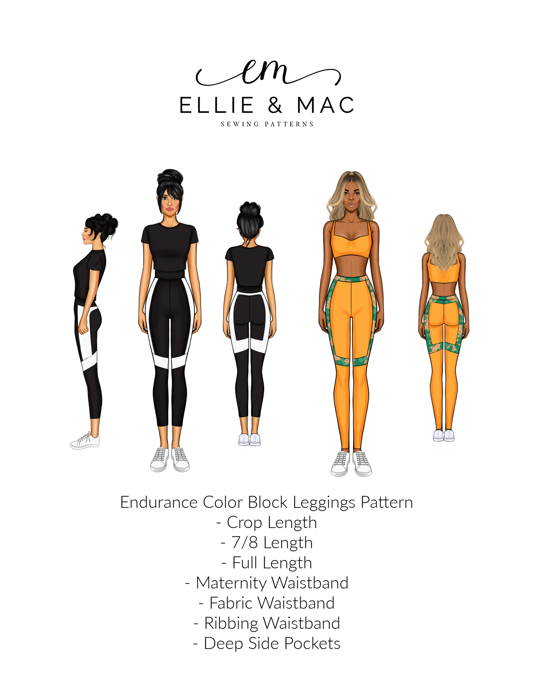 Endurance Color Block Leggings Pattern