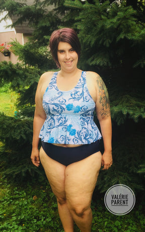 Colorblock Zip Swimsuit Mix & Match Pattern