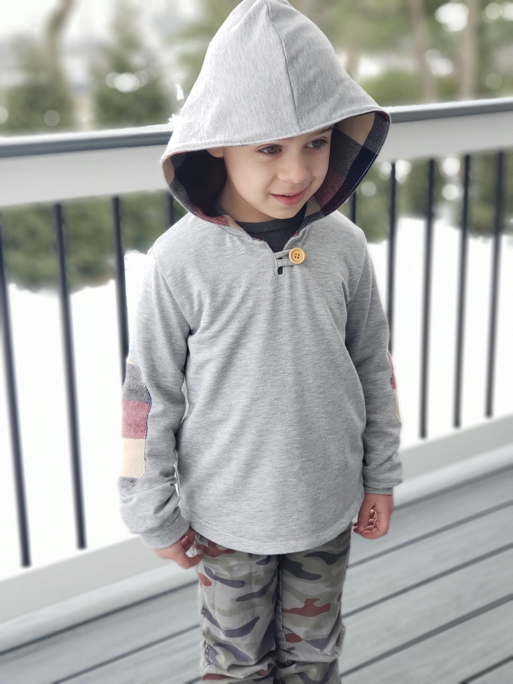 Kid's Simple Patch Sleeve Hoodie