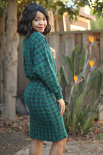 Winter sewing pattern for women’s wrap dress with dolman sleeves