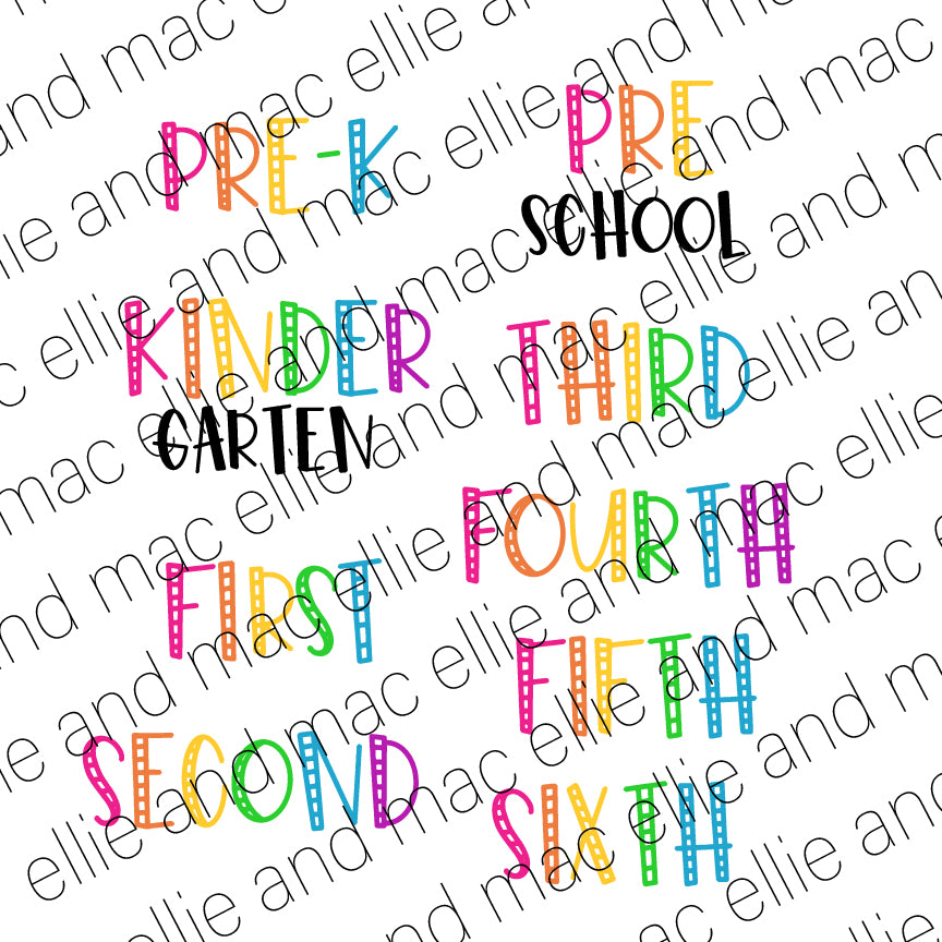 Hello __ Grade Bundle! Pre-K Kindergarten First Second Third Fourth Fifth Sixth Cut File