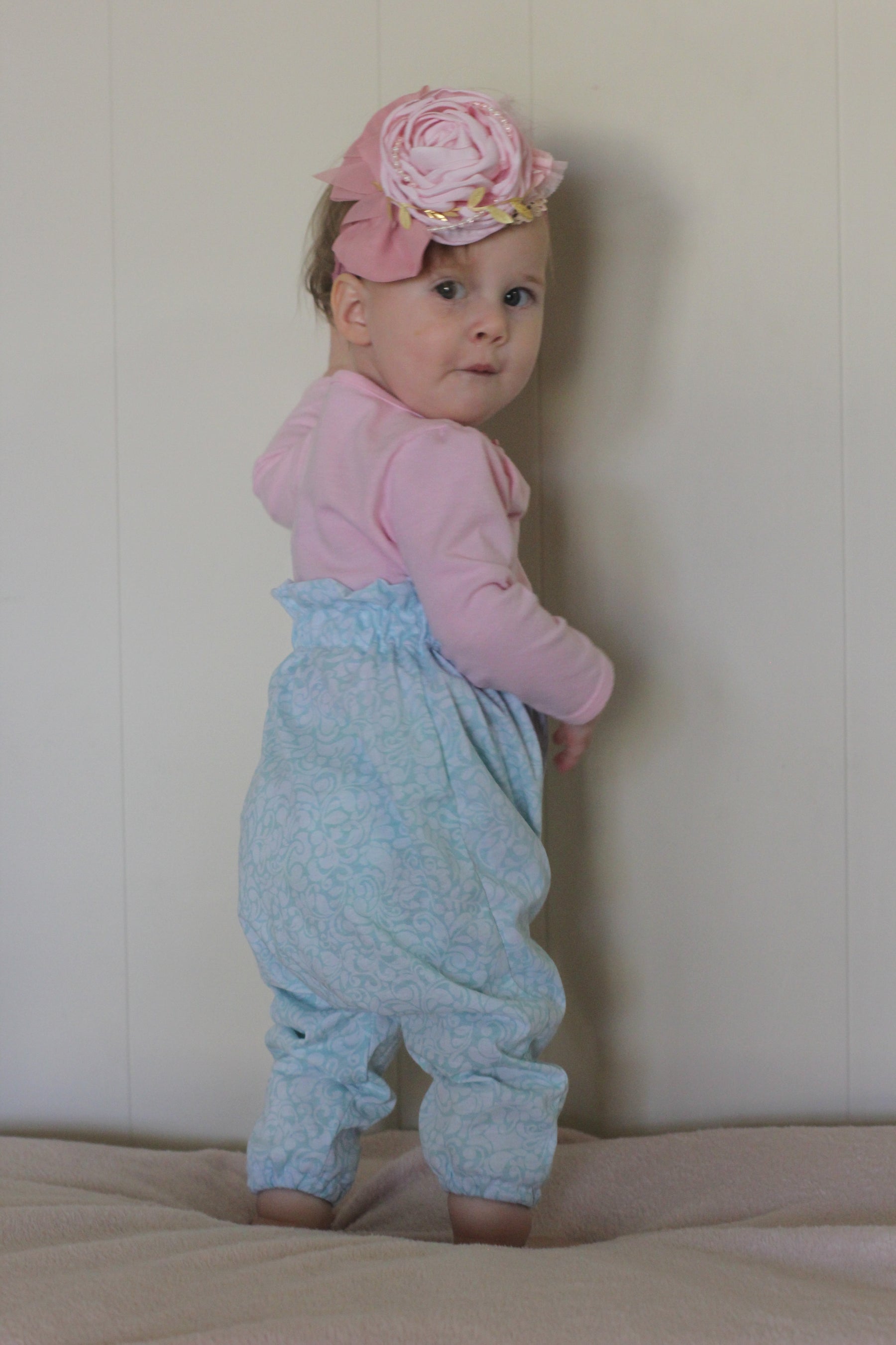 Baby pink paper bag trousers shop