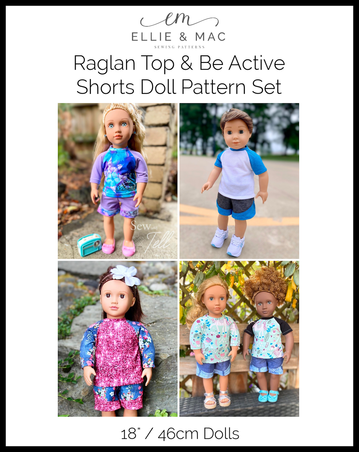Be Active Shorts & Raglan Tee Doll Pattern Set