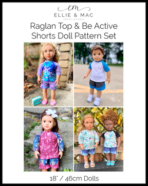 Be Active Shorts & Raglan Tee Doll Pattern Set