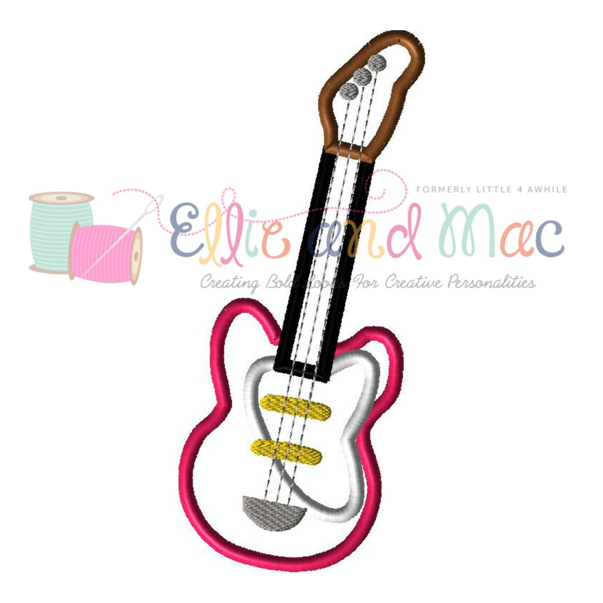 Electric Guitar Applique Design - Ellie and Mac, Digital (PDF) Sewing Patterns | USA, Canada, UK, Australia