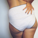 back view of the high-rise panties sewing pattern. Sewn using the Feel Frisky Panties sewing pattern by Ellie and Mac sewing patterns. Perfect for beginners and includes projector file, A0 copy shop file, A4 and Letter pattern print file, and full video sew along tutorial. 
