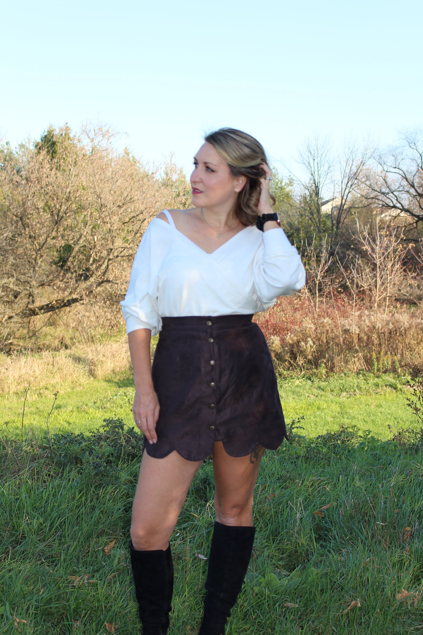 Snap Button Leather Skirt - Ready to Wear