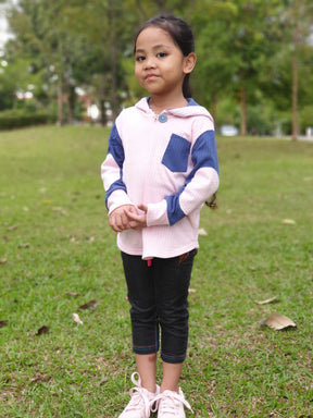 Kid's Simple Patch Sleeve Hoodie