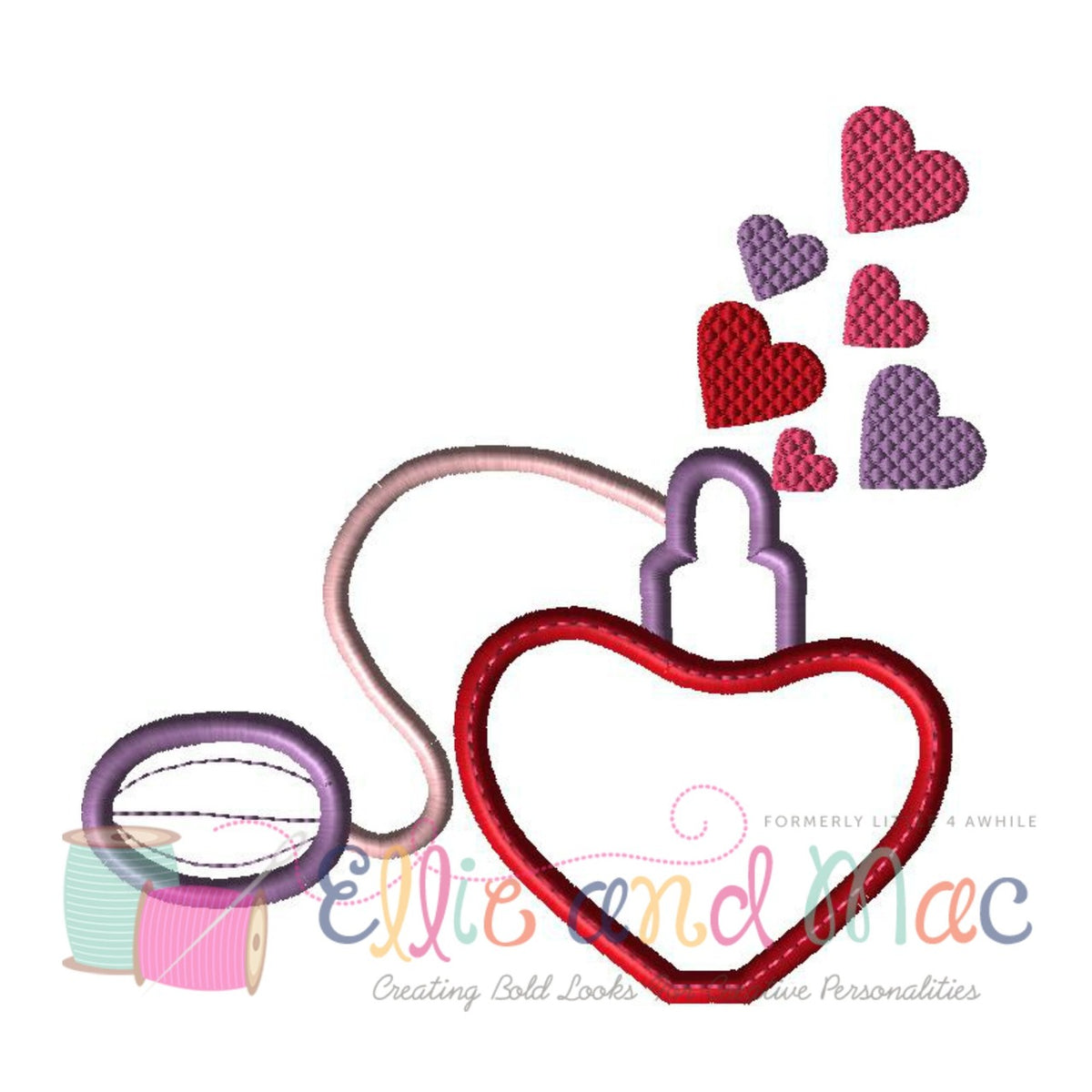 Heart Perfume Valentine Applique Design
