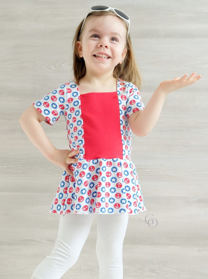 Girl's Sailor Dress & Peplum Pattern - Ellie and Mac, Digital (PDF) Sewing Patterns | USA, Canada, UK, Australia