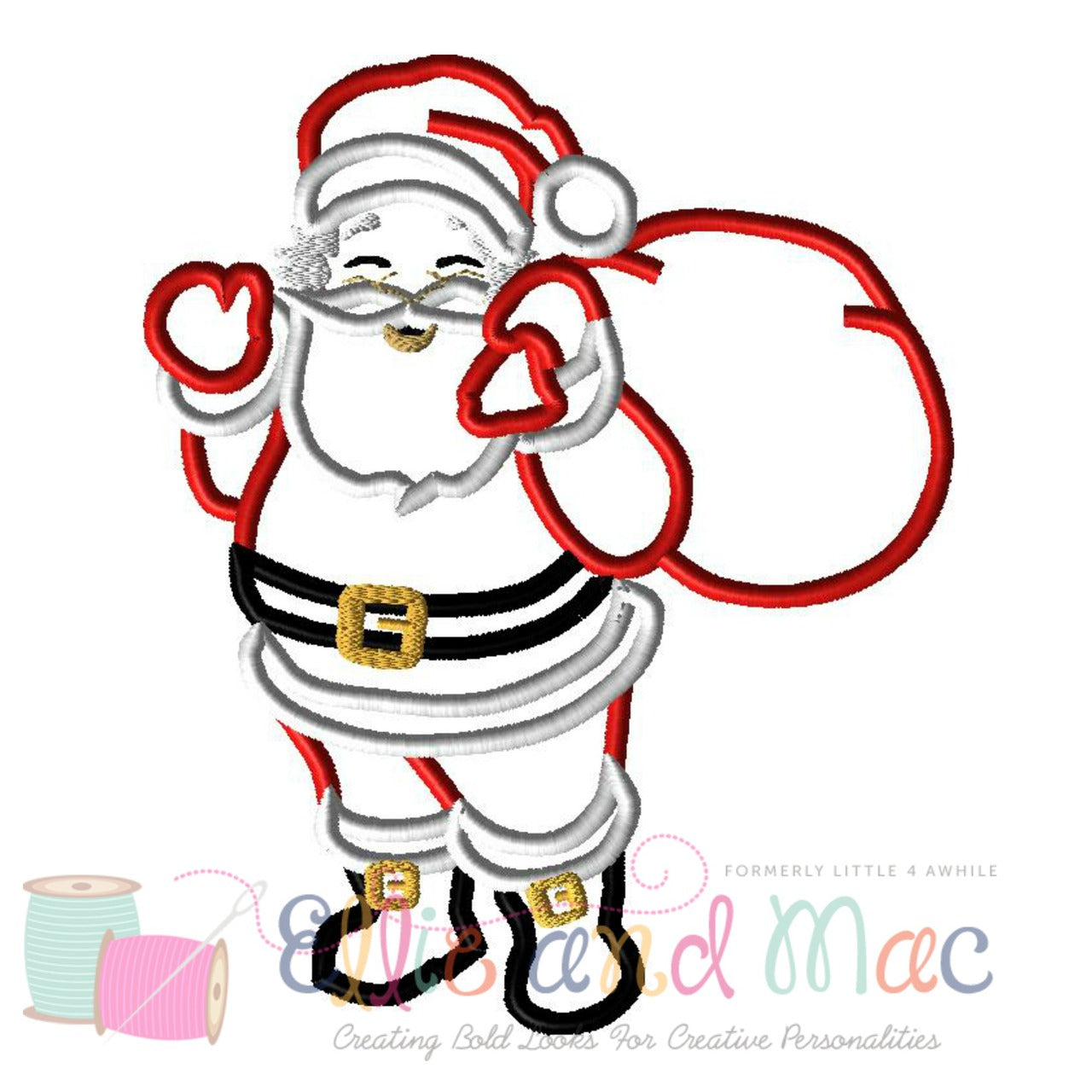 Christmas Santa Applique Design - Ellie and Mac, Digital (PDF) Sewing Patterns | USA, Canada, UK, Australia
