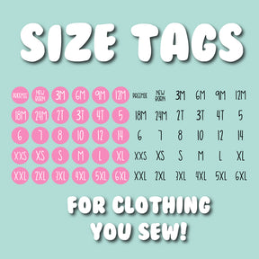 Size Tags for Clothing Cut Files